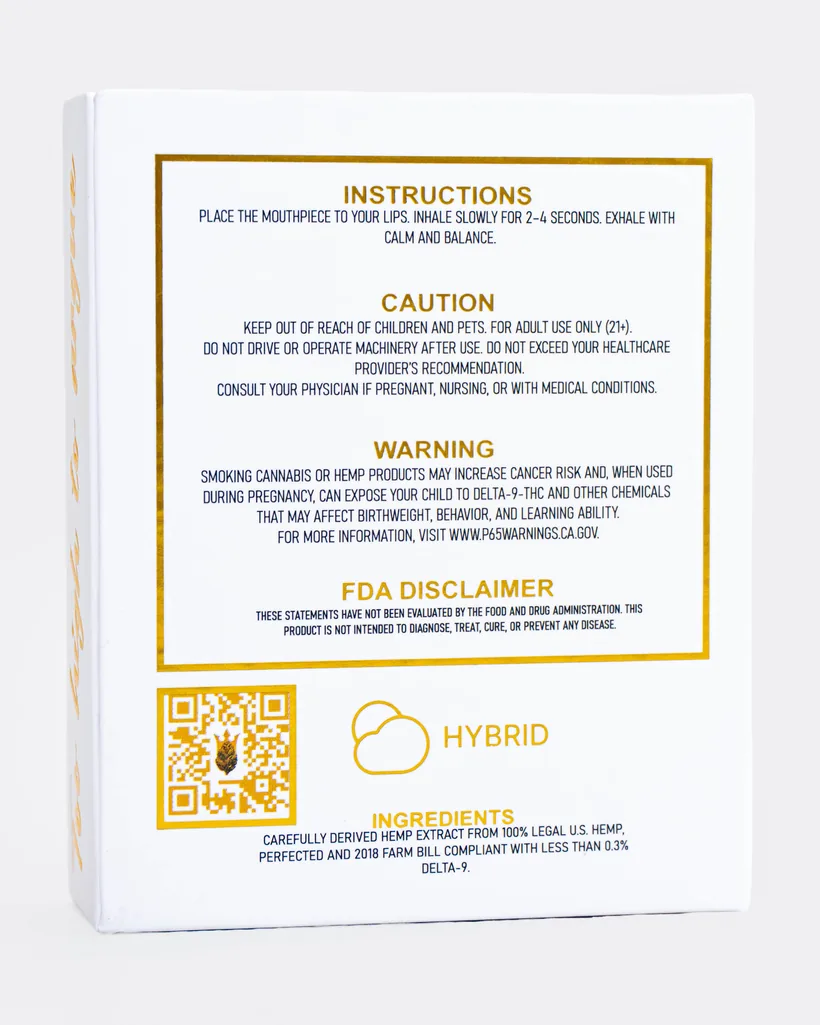 The back of a HaSheesh box showing the caution, warning and FDA disclaimer panels